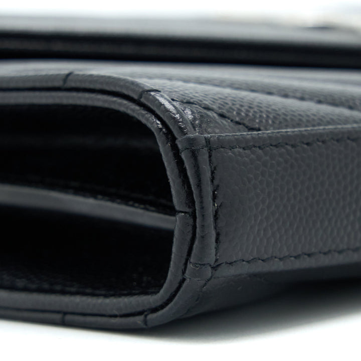 Saint Laurent/YSL Envelop Chain Wallet Grained CalfSkin Black SHW