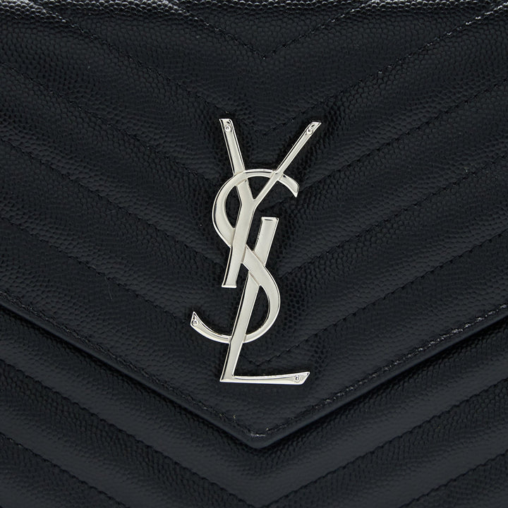 Saint Laurent/YSL Envelop Chain Wallet Grained CalfSkin Black SHW