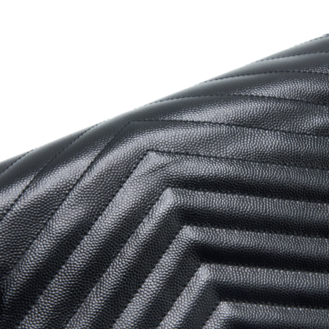 Saint Laurent/YSL Envelop Chain Wallet Grained CalfSkin Black SHW