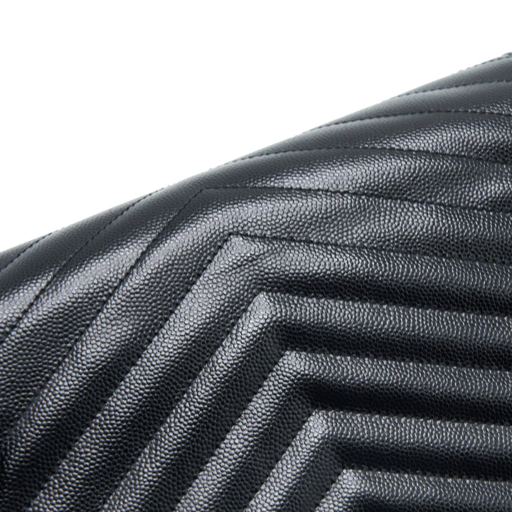 Saint Laurent/YSL Envelop Chain Wallet Grained CalfSkin Black SHW