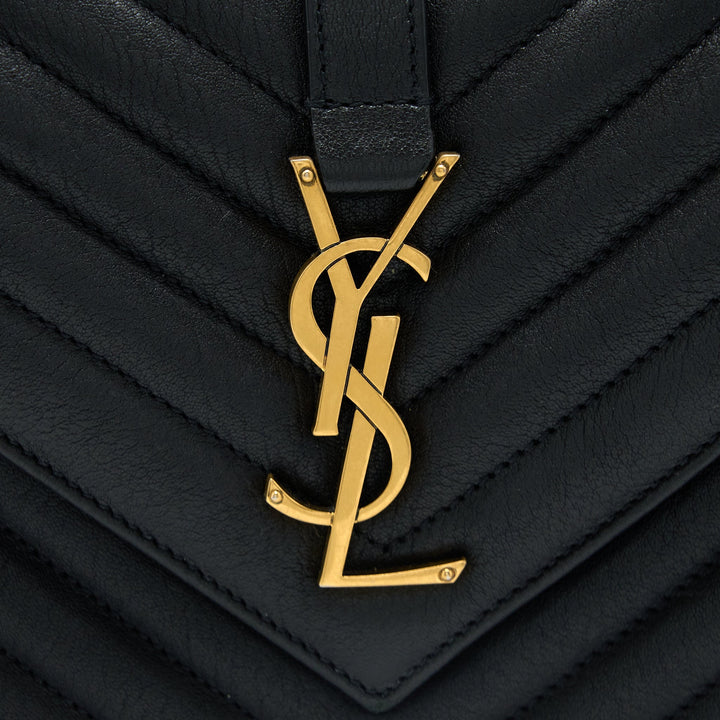 Saint Laurent Quilted Medium College Bag Lambskin Black Brushed GHW