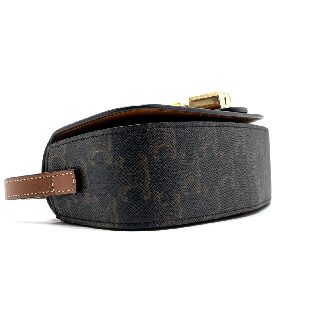 Celine Clutch On Strap Tabou Triomphe Canvas/ Calfskin Tan