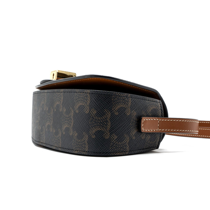Celine Clutch On Strap Tabou Triomphe Canvas/ Calfskin Tan