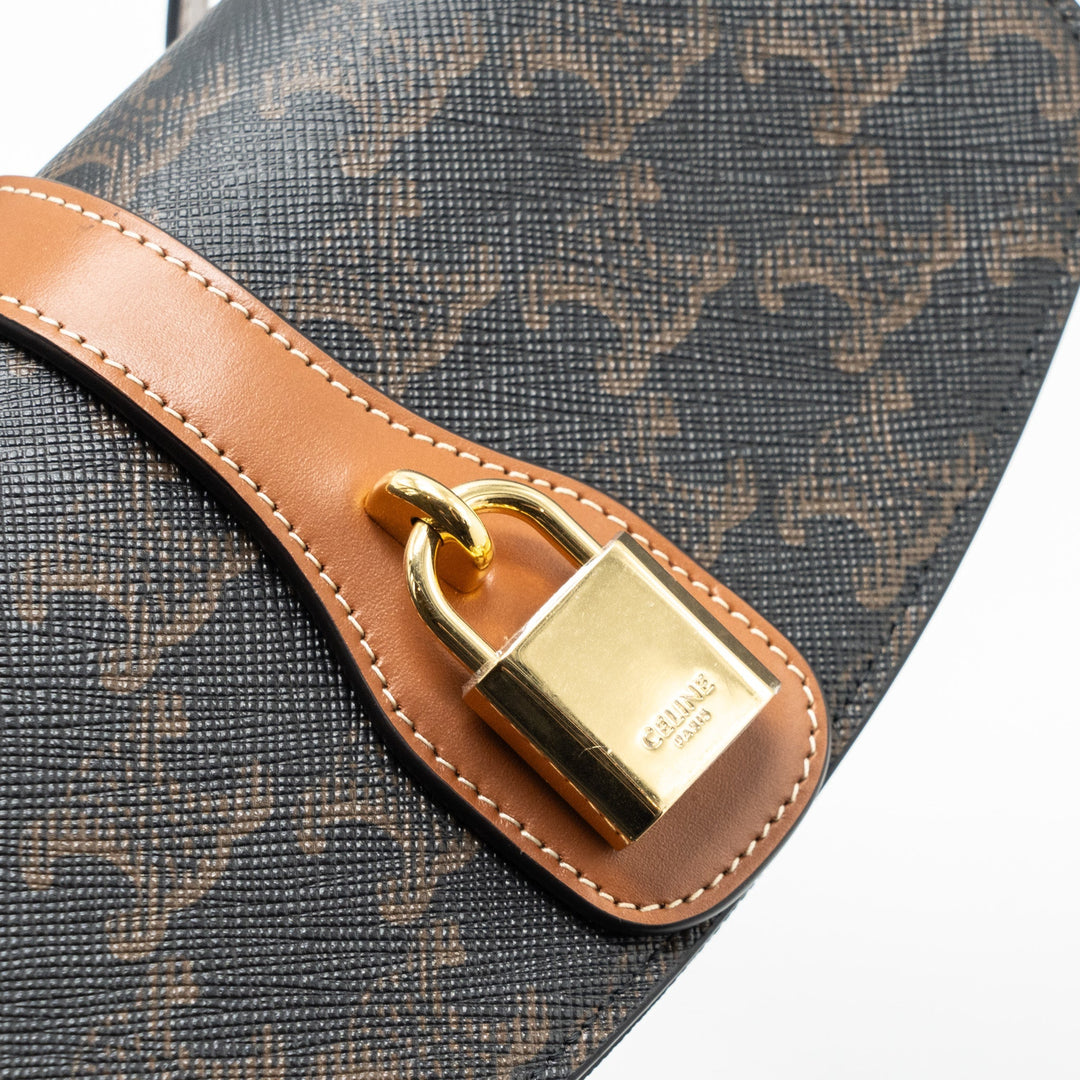 Celine Clutch On Strap Tabou Triomphe Canvas/ Calfskin Tan