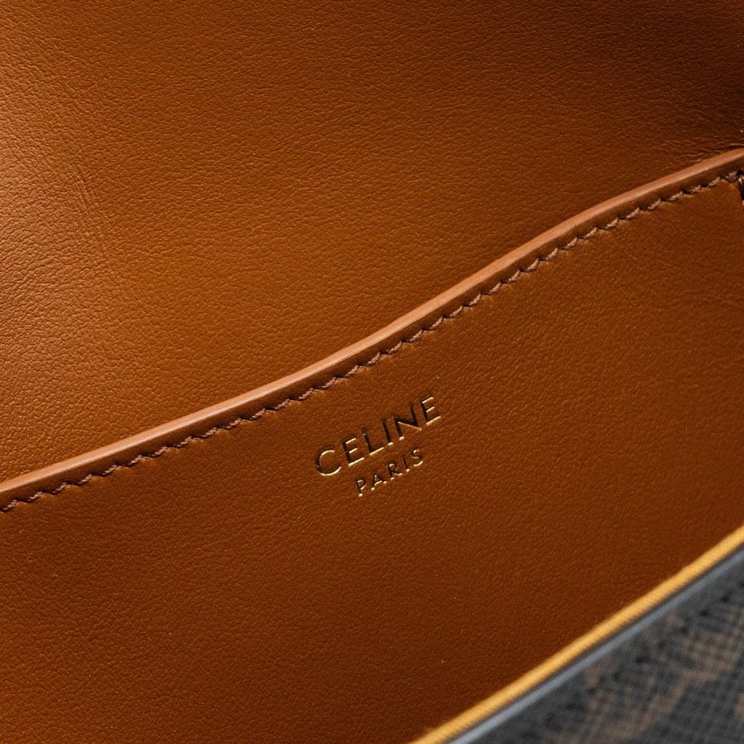 Celine Clutch On Strap Tabou Triomphe Canvas/ Calfskin Tan