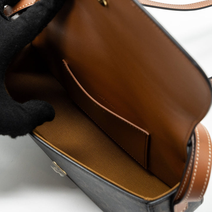 Celine Clutch On Strap Tabou Triomphe Canvas/ Calfskin Tan