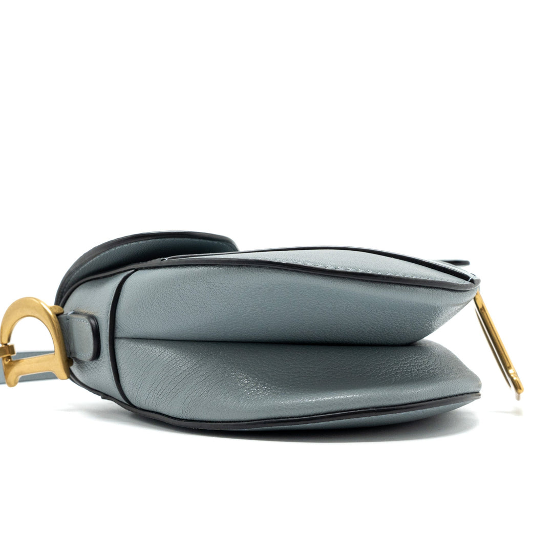Top quality Dior Medium Saddle Bag Goatskin Light Blue