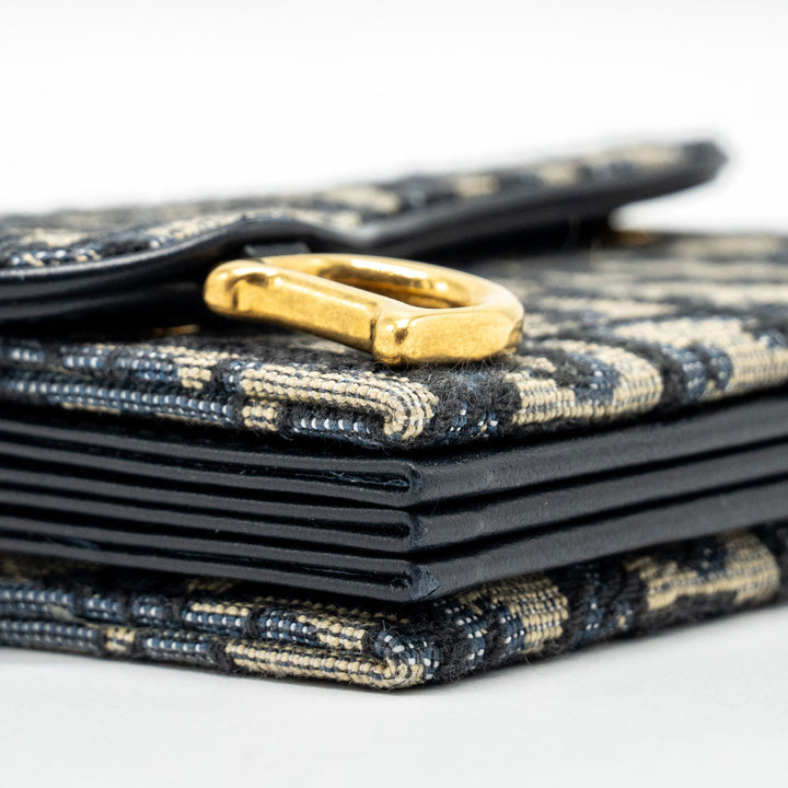 Top quality Dior Saddle Lotus Wallet Blue Oblique Jacquard