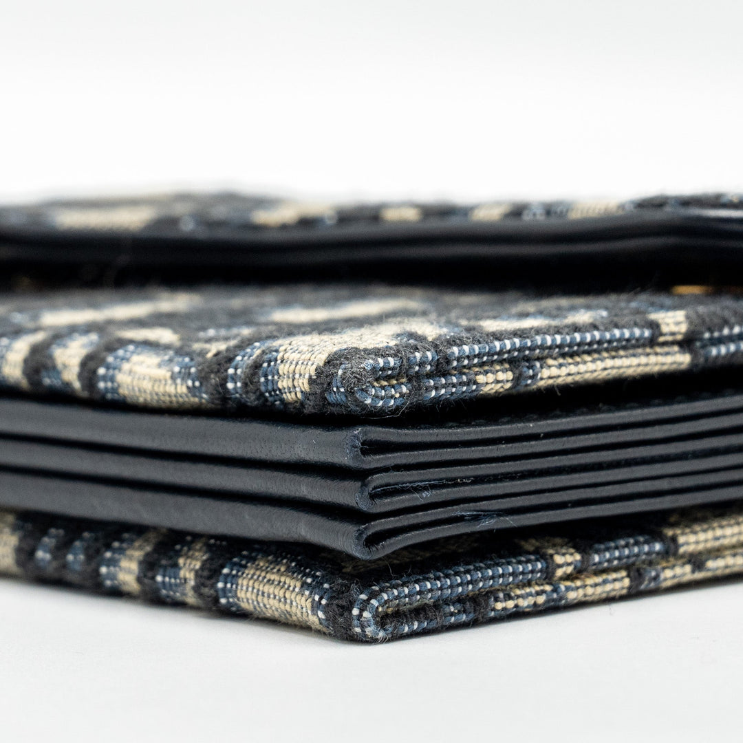 Top quality Dior Saddle Lotus Wallet Blue Oblique Jacquard