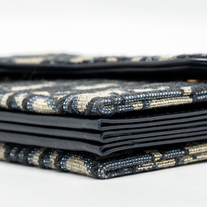 Top quality Dior Saddle Lotus Wallet Blue Oblique Jacquard