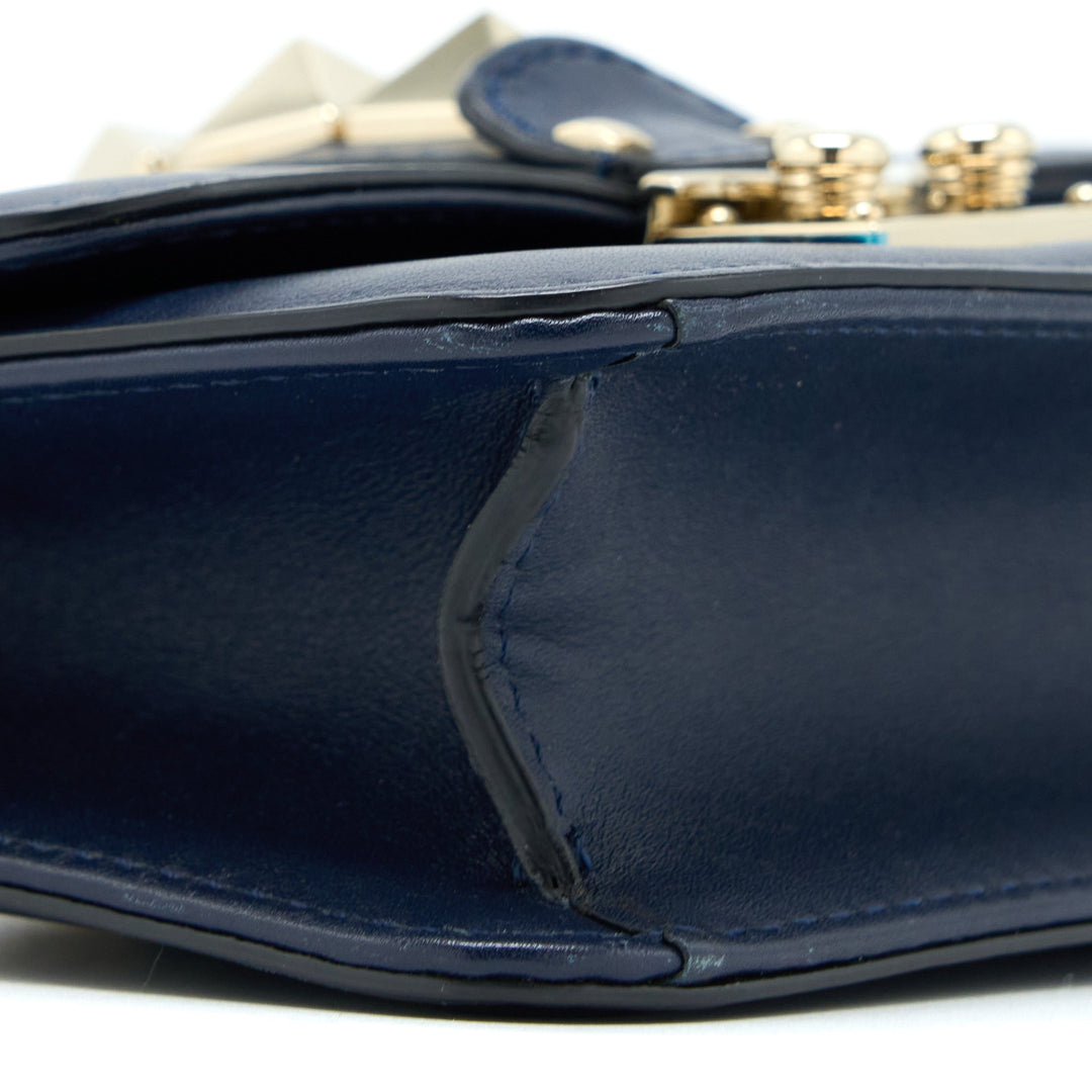 Valentino Mini Garavani Glam Lock Crossbody Bag Navy LGHW