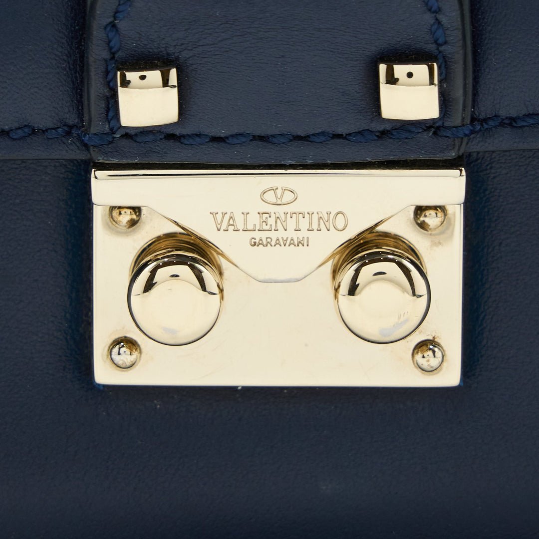 Valentino Mini Garavani Glam Lock Crossbody Bag Navy LGHW