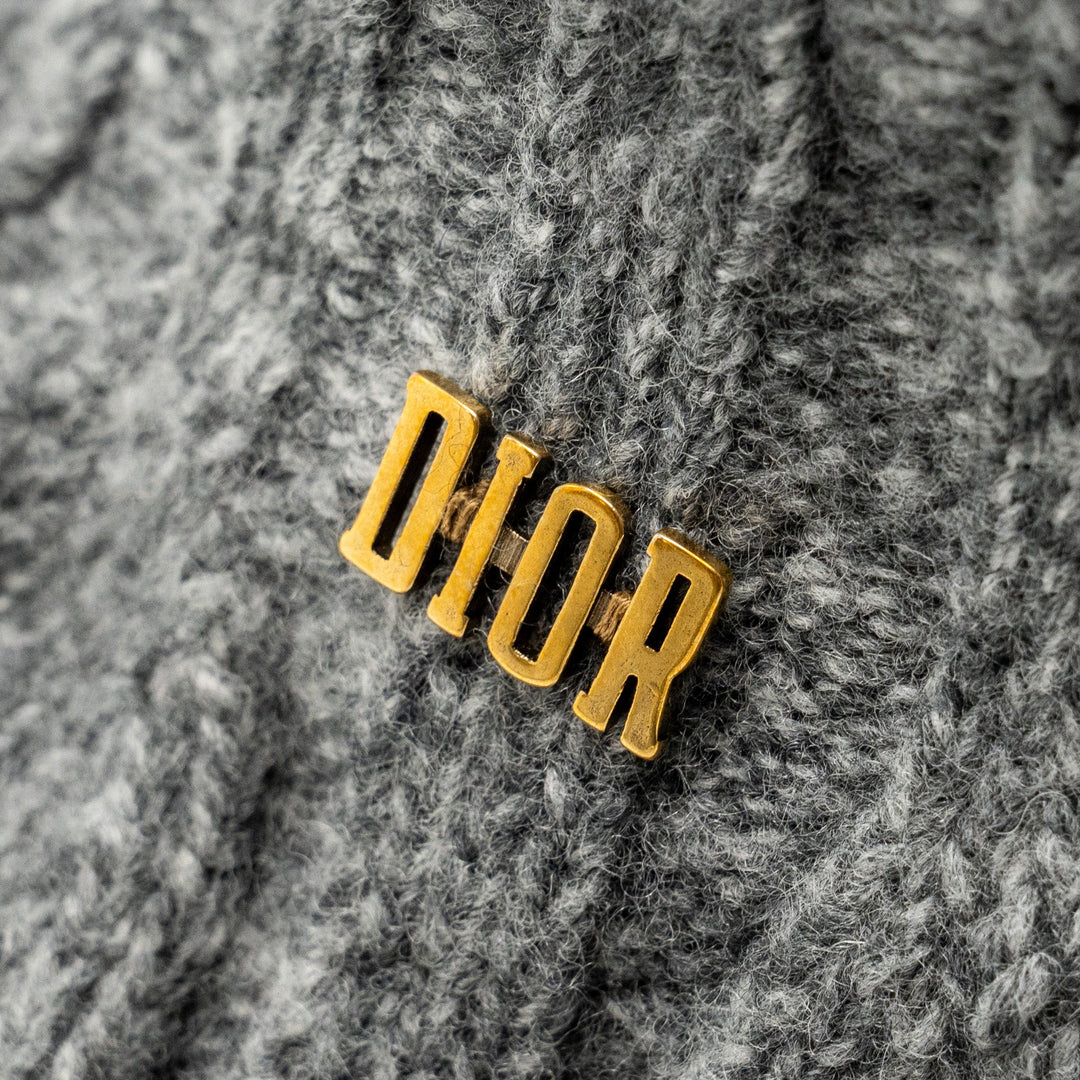 Top quality Dior Letter Logo Wire-Brimmed Beanie Wool Grey