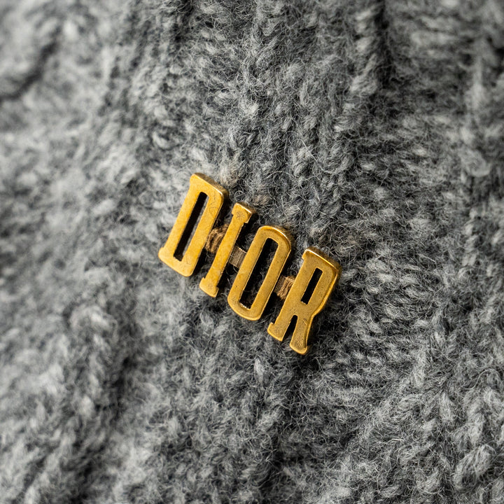 Top quality Dior Letter Logo Wire-Brimmed Beanie Wool Grey