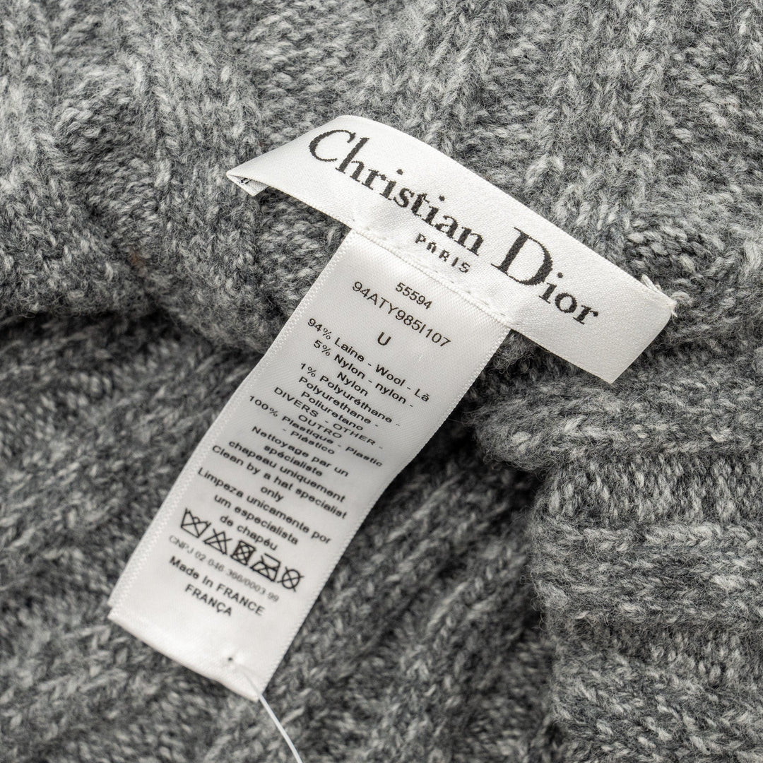 Top quality Dior Letter Logo Wire-Brimmed Beanie Wool Grey