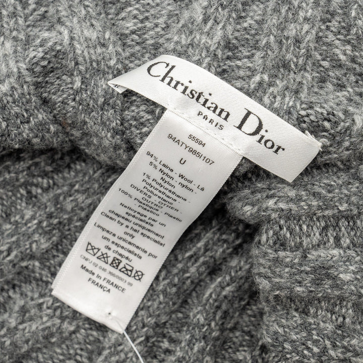 Top quality Dior Letter Logo Wire-Brimmed Beanie Wool Grey