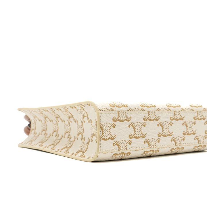 Top Quality Celine Mini Vertical Cabas in Triomphe Canvas/Calfskin White