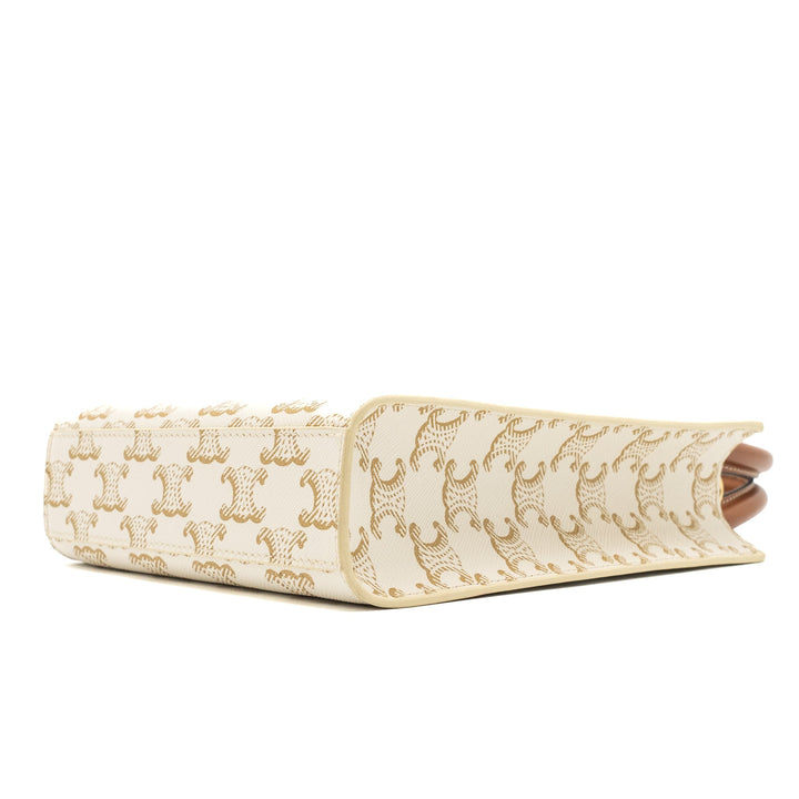 Celine Mini Vertical Cabas in Triomphe Canvas/Calfskin White