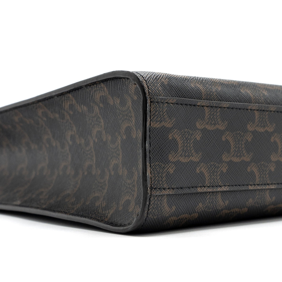 Celine small cabas vertical triomphe canvas / calfskin tan