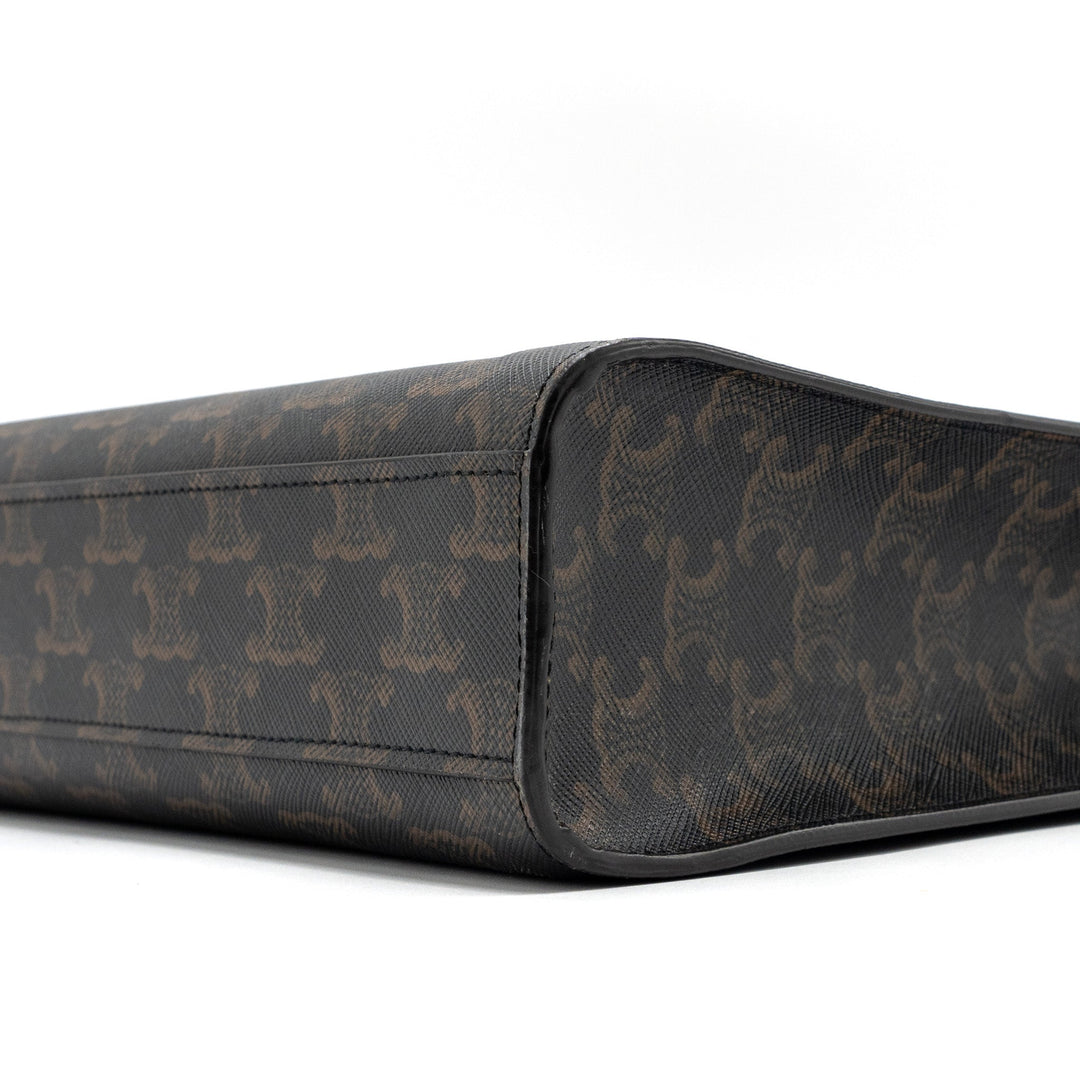 Celine small cabas vertical triomphe canvas / calfskin tan