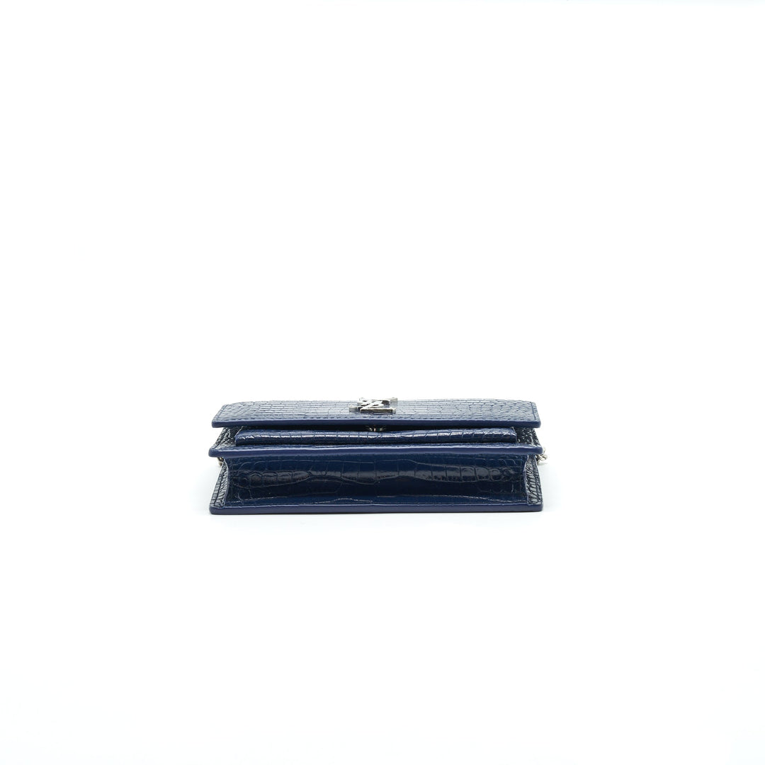 Saint Laurent Sunset Chain Wallet Navy SHW