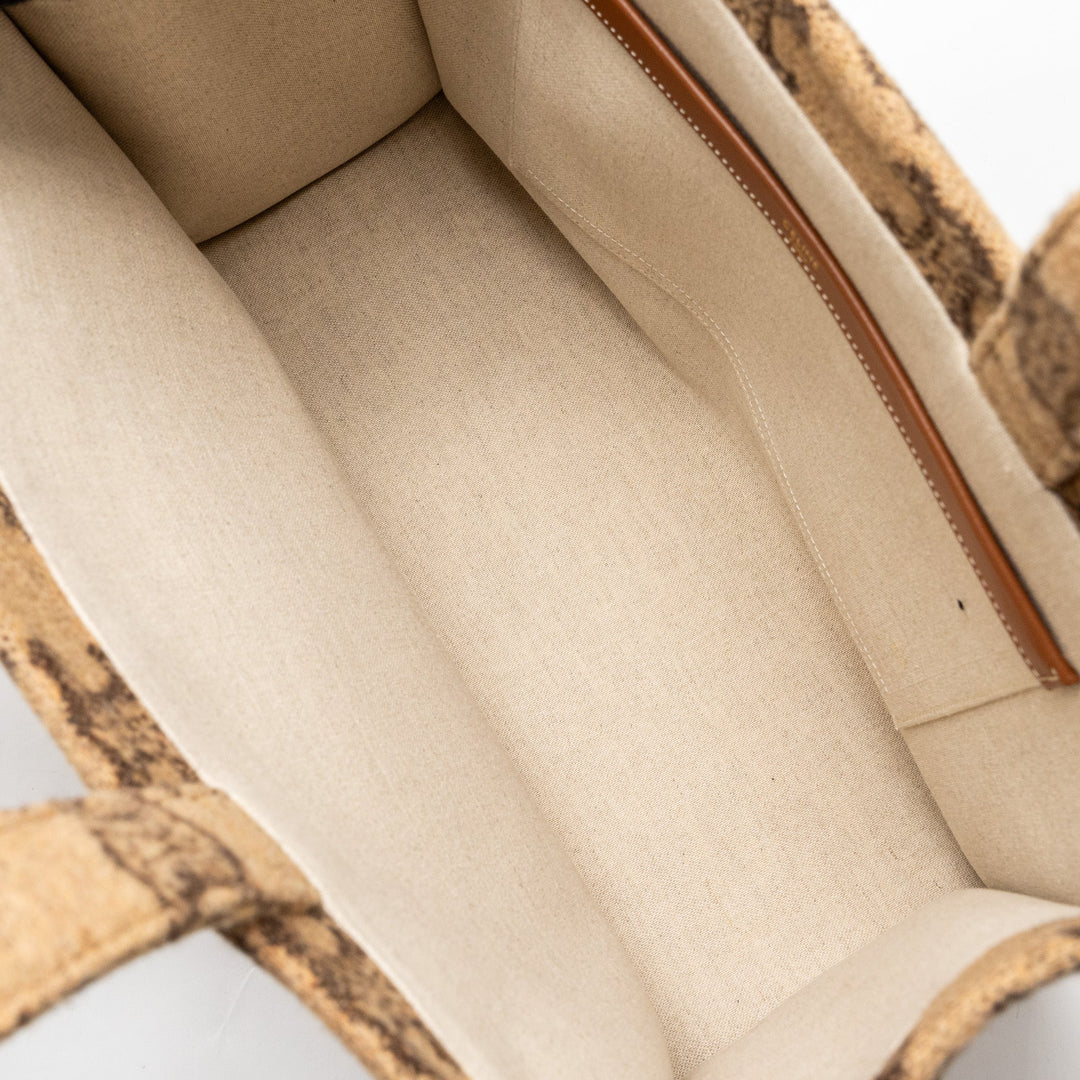 Celine Large Cabas Thais Triomphe Printed Wool/Calfskin Wool/Calfskin Brown