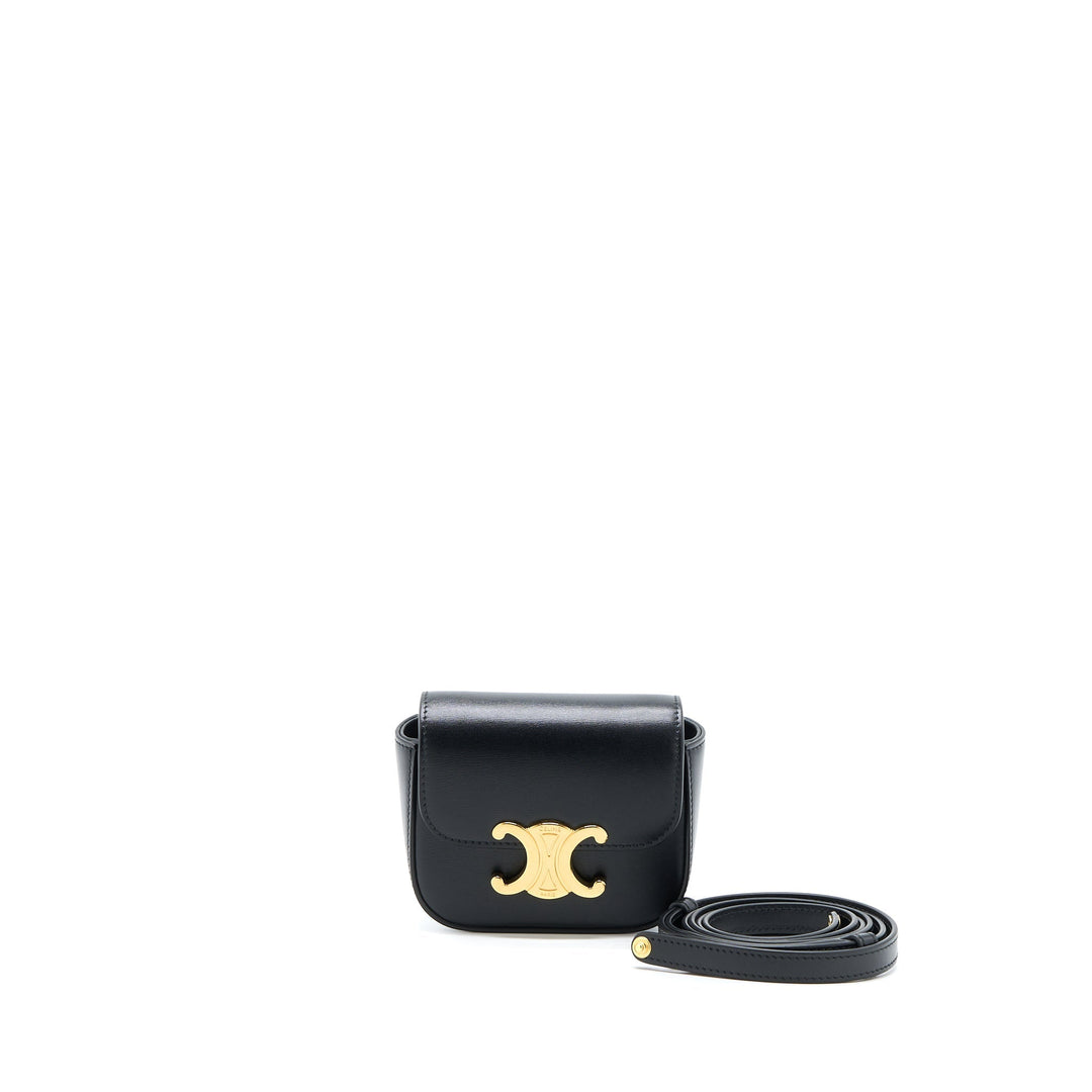 Top Quality Celine Mini Triomphe in Shiny Calfskin Black