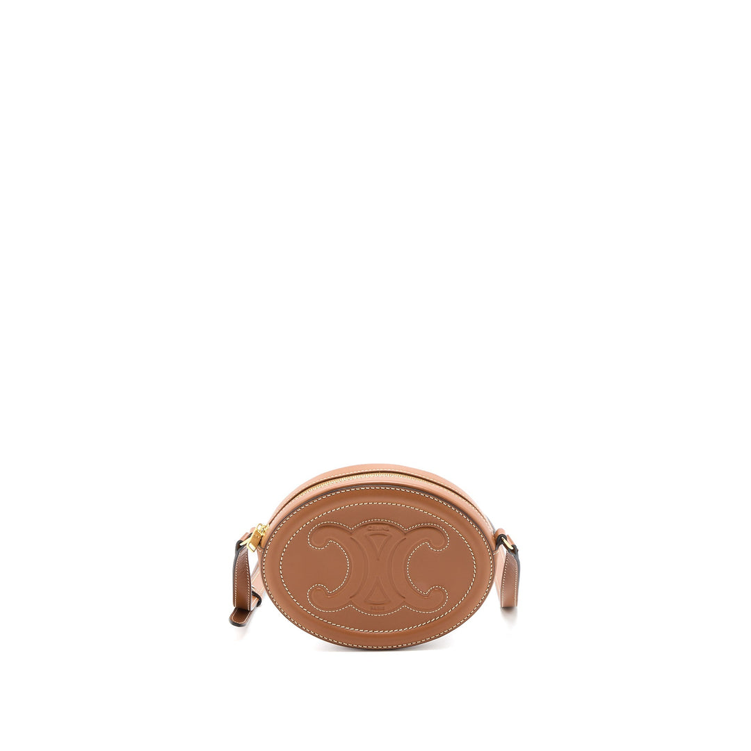 Celine Crossbody Oval Purse Cuirass Triomphe Smooth Calfskin Tan