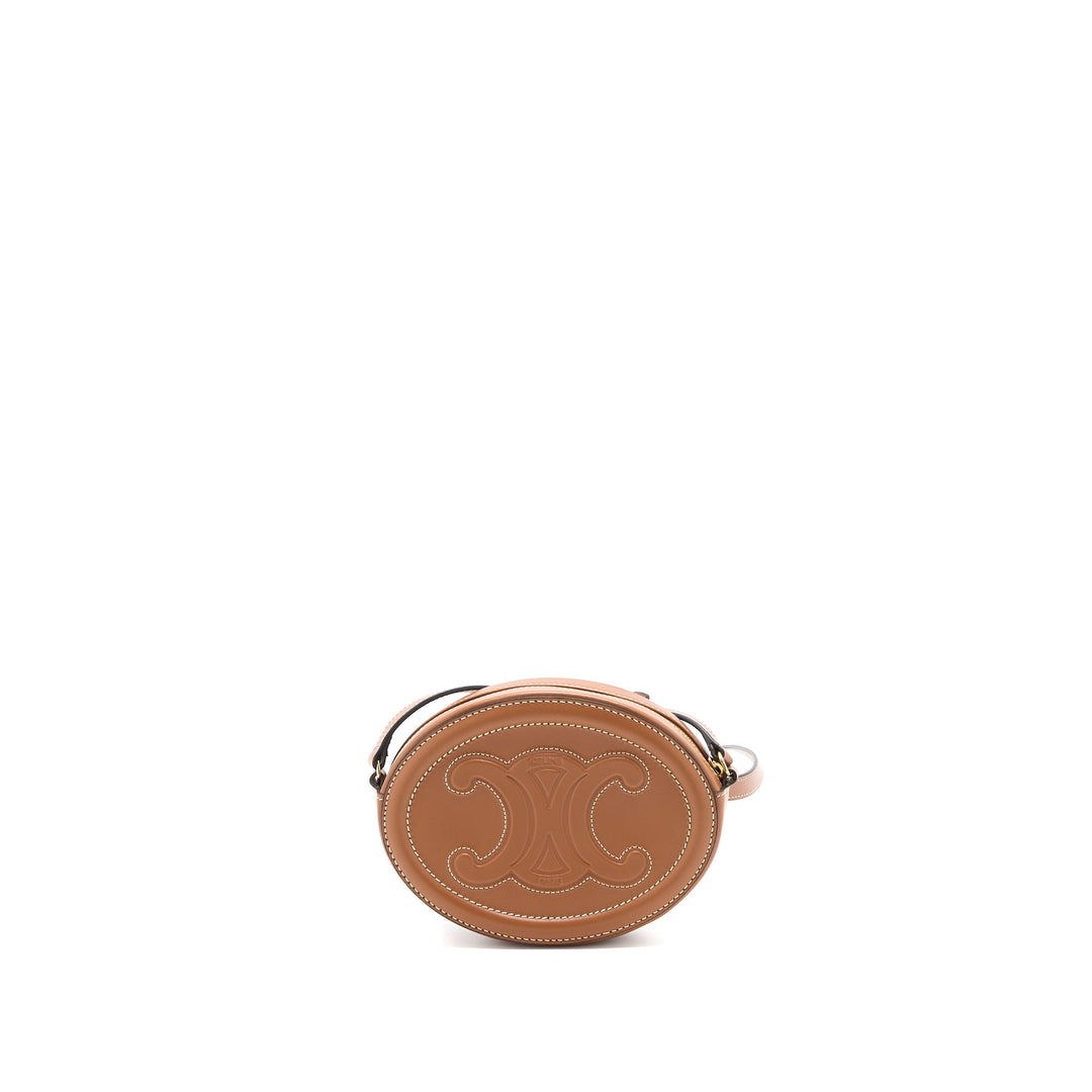 Celine Crossbody Oval Purse Cuirass Triomphe Smooth Calfskin Tan