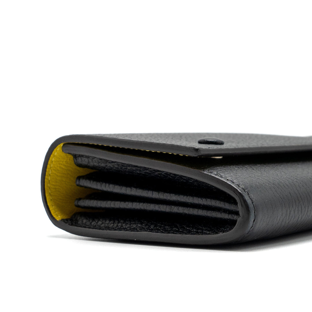 Celine Long Wallet Grained Calfskin Black
