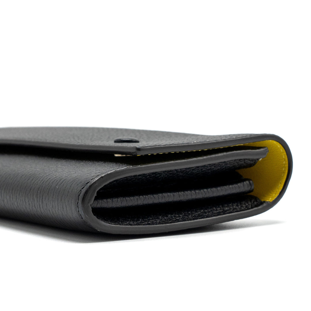 Celine Long Wallet Grained Calfskin Black