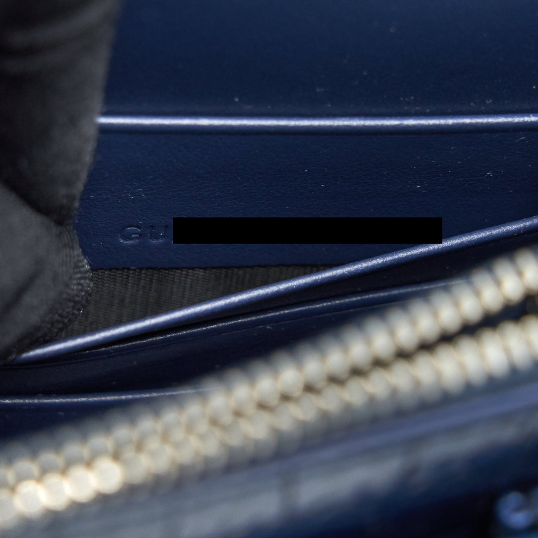 Saint Laurent Sunset Chain Wallet Navy SHW