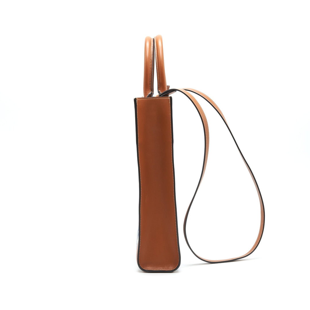 Top Quality Celine SMALL VERTICAL CABAS Top Quality Celine IN MAILLON TRIOMPHE JACQUARD AND CALFSKIN NAVY / TAN
