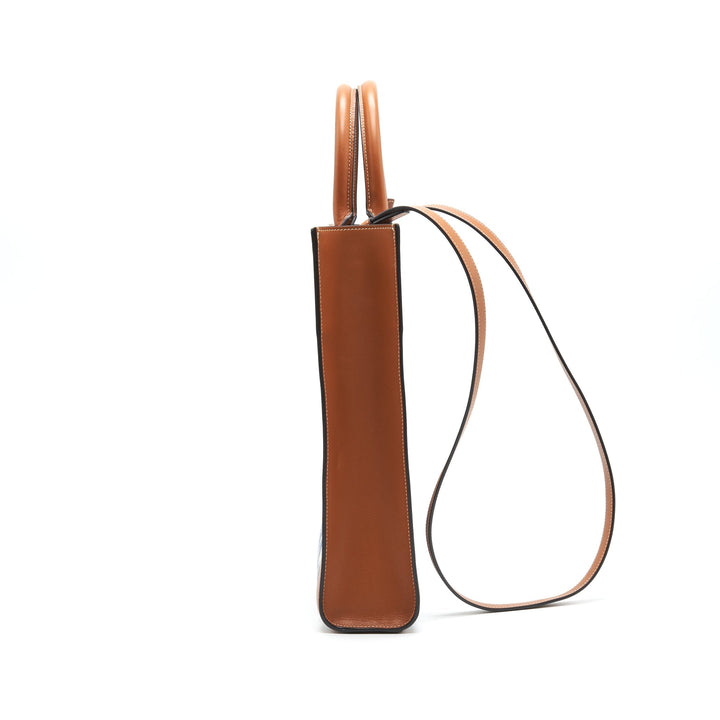 Top Quality Celine SMALL VERTICAL CABAS Top Quality Celine IN MAILLON TRIOMPHE JACQUARD AND CALFSKIN NAVY / TAN