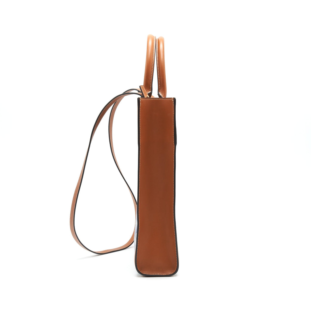 Top Quality Celine SMALL VERTICAL CABAS Top Quality Celine IN MAILLON TRIOMPHE JACQUARD AND CALFSKIN NAVY / TAN