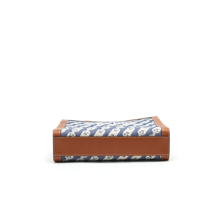 Top Quality Celine SMALL VERTICAL CABAS Top Quality Celine IN MAILLON TRIOMPHE JACQUARD AND CALFSKIN NAVY / TAN