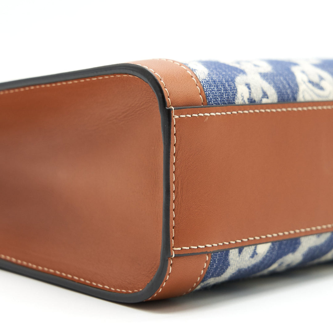 Top Quality Celine SMALL VERTICAL CABAS Top Quality Celine IN MAILLON TRIOMPHE JACQUARD AND CALFSKIN NAVY / TAN