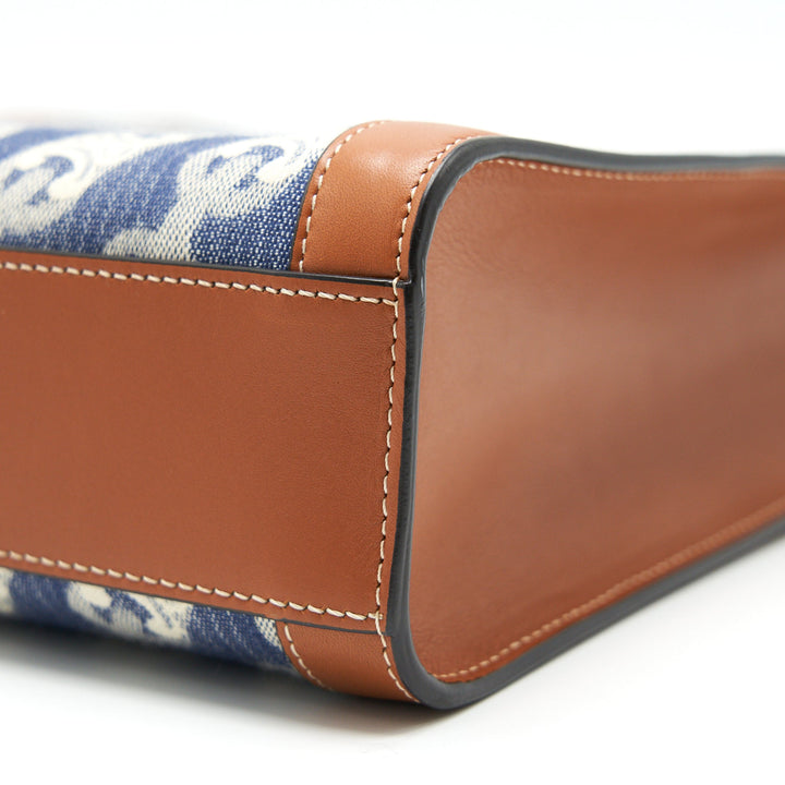 Top Quality Celine SMALL VERTICAL CABAS Top Quality Celine IN MAILLON TRIOMPHE JACQUARD AND CALFSKIN NAVY / TAN