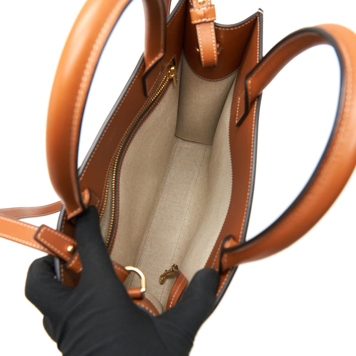 Top Quality Celine SMALL VERTICAL CABAS Top Quality Celine IN MAILLON TRIOMPHE JACQUARD AND CALFSKIN NAVY / TAN