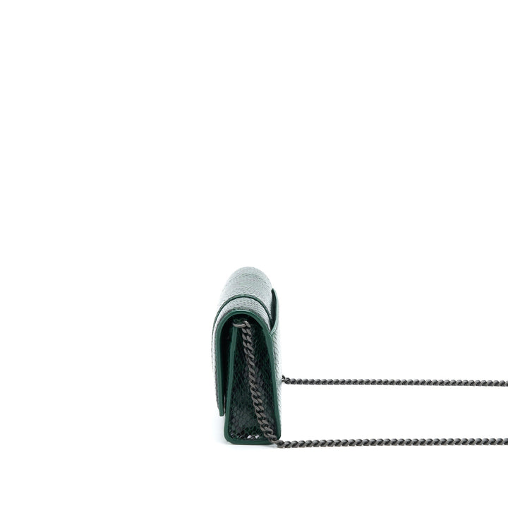 Top Quality Balenciaga Hourglass Wallet With Chain Python Embossed Calfskin Black/ Dark Green