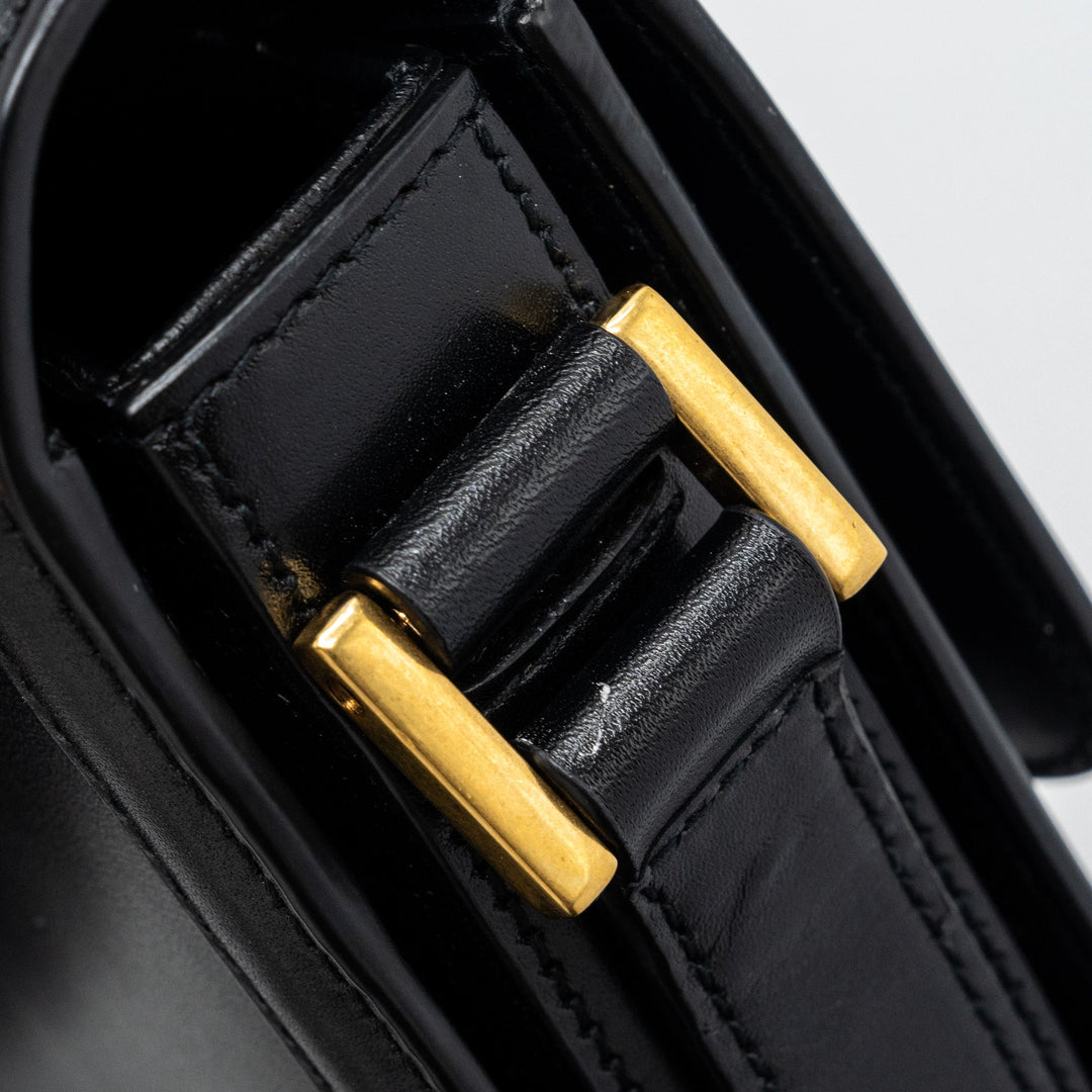 Saint Laurent Small Solferino Satchel Crossbody Bag Box Calfskin Black GHW