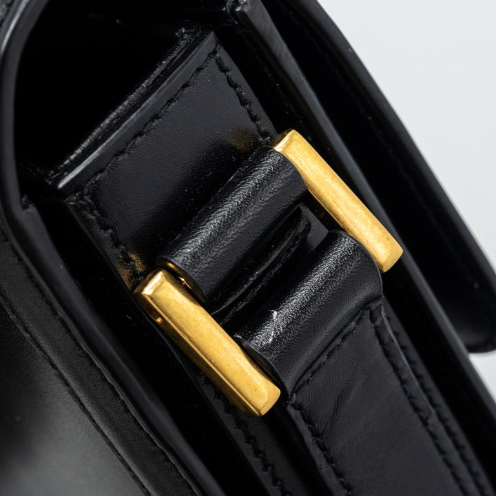 Saint Laurent Small Solferino Satchel Crossbody Bag Box Calfskin Black GHW