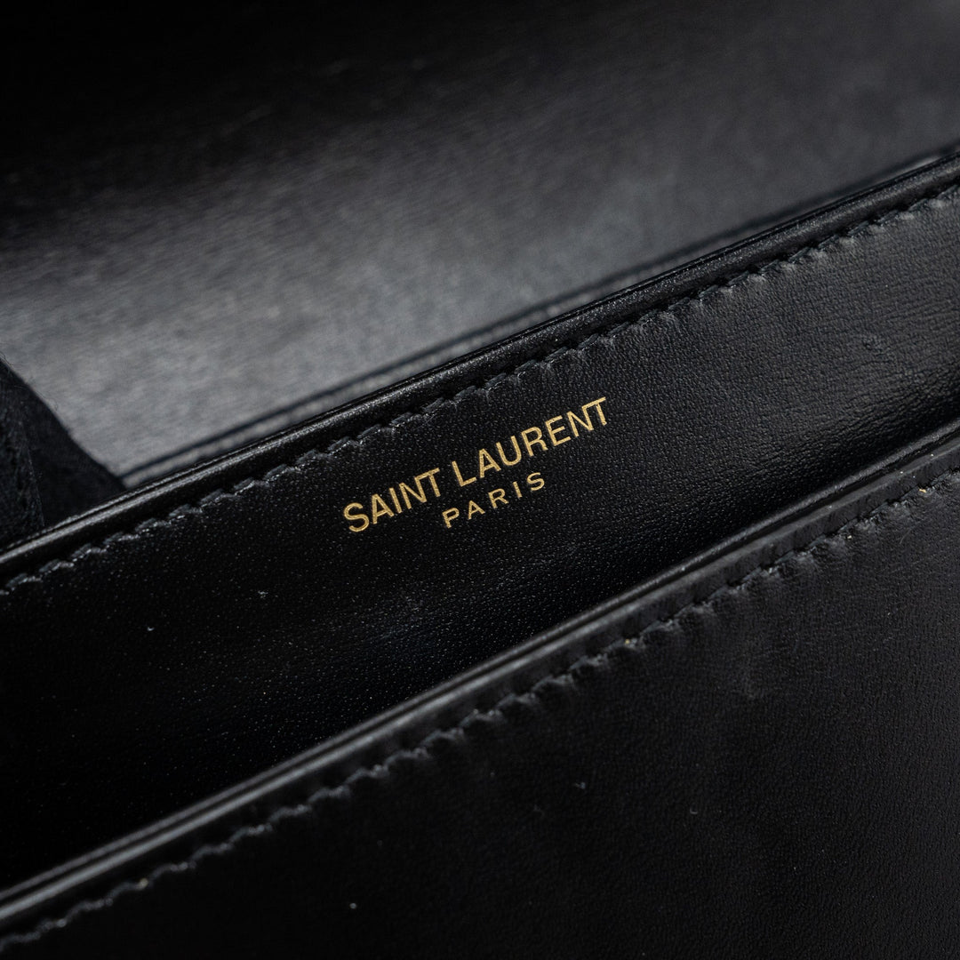 Saint Laurent Small Solferino Satchel Crossbody Bag Box Calfskin Black GHW