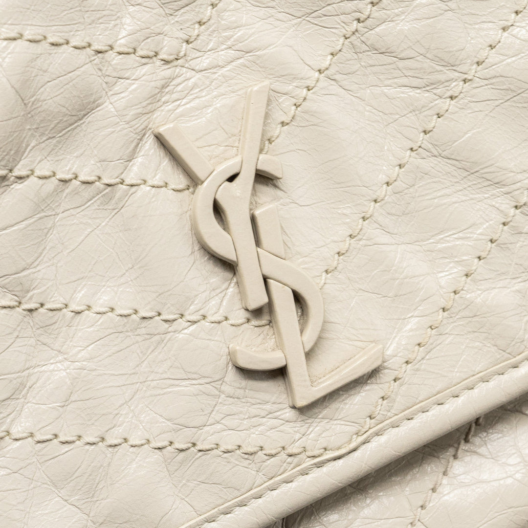 Saint Laurent/YSL Niki Baby Flap Bag Calfskin White SHW