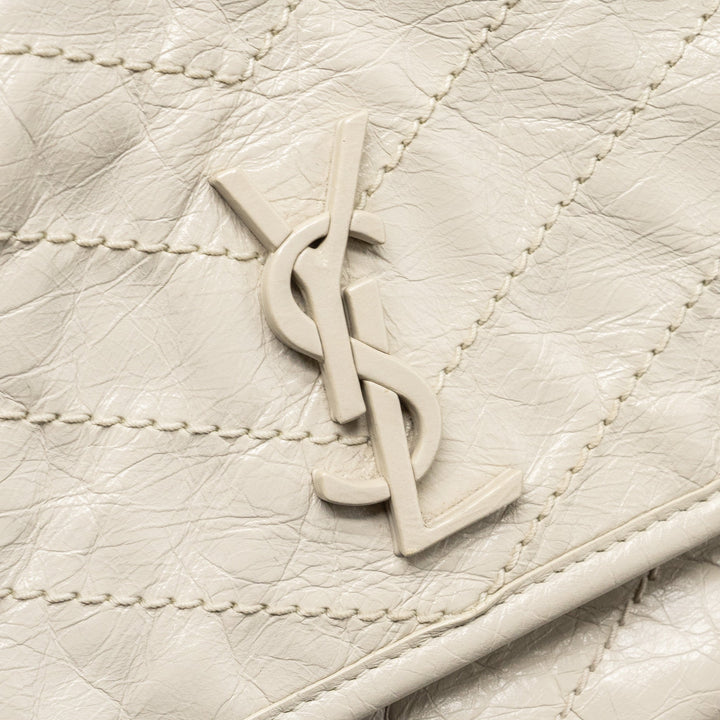 Saint Laurent/YSL Niki Baby Flap Bag Calfskin White SHW