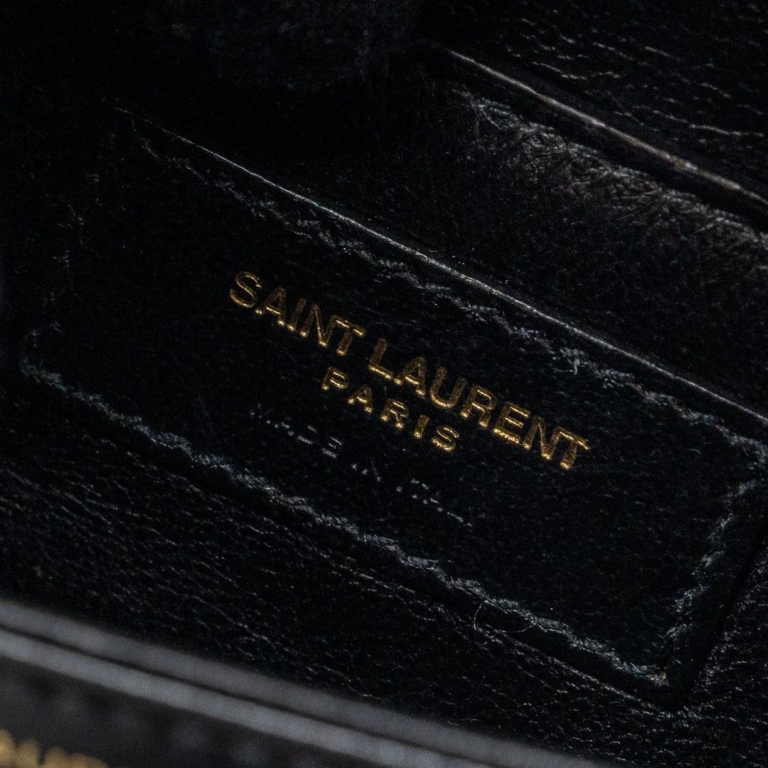 Saint Laurent Small Solferino Satchel Crossbody Bag Box Calfskin Black GHW