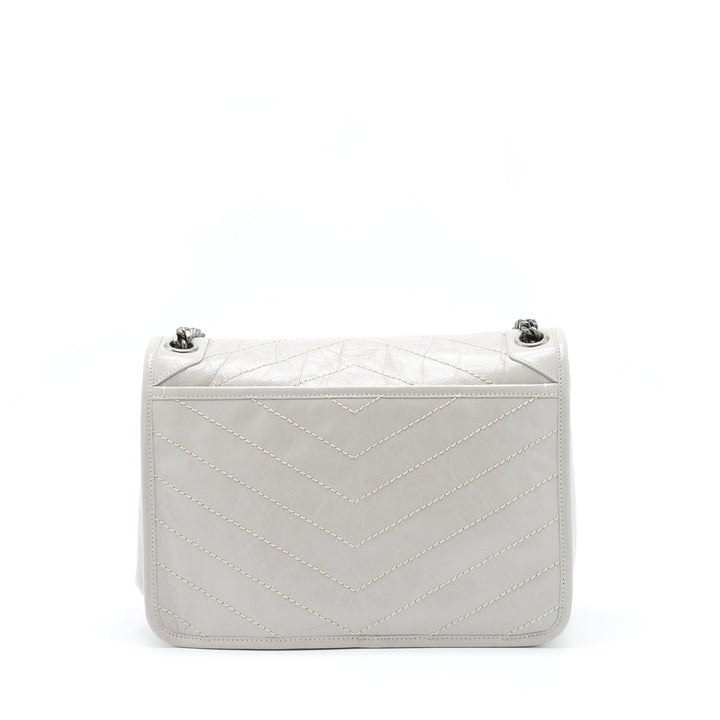 Saint Laurent Medium Niki Bag Calfskin Light Grey With Ruthenium Hardware