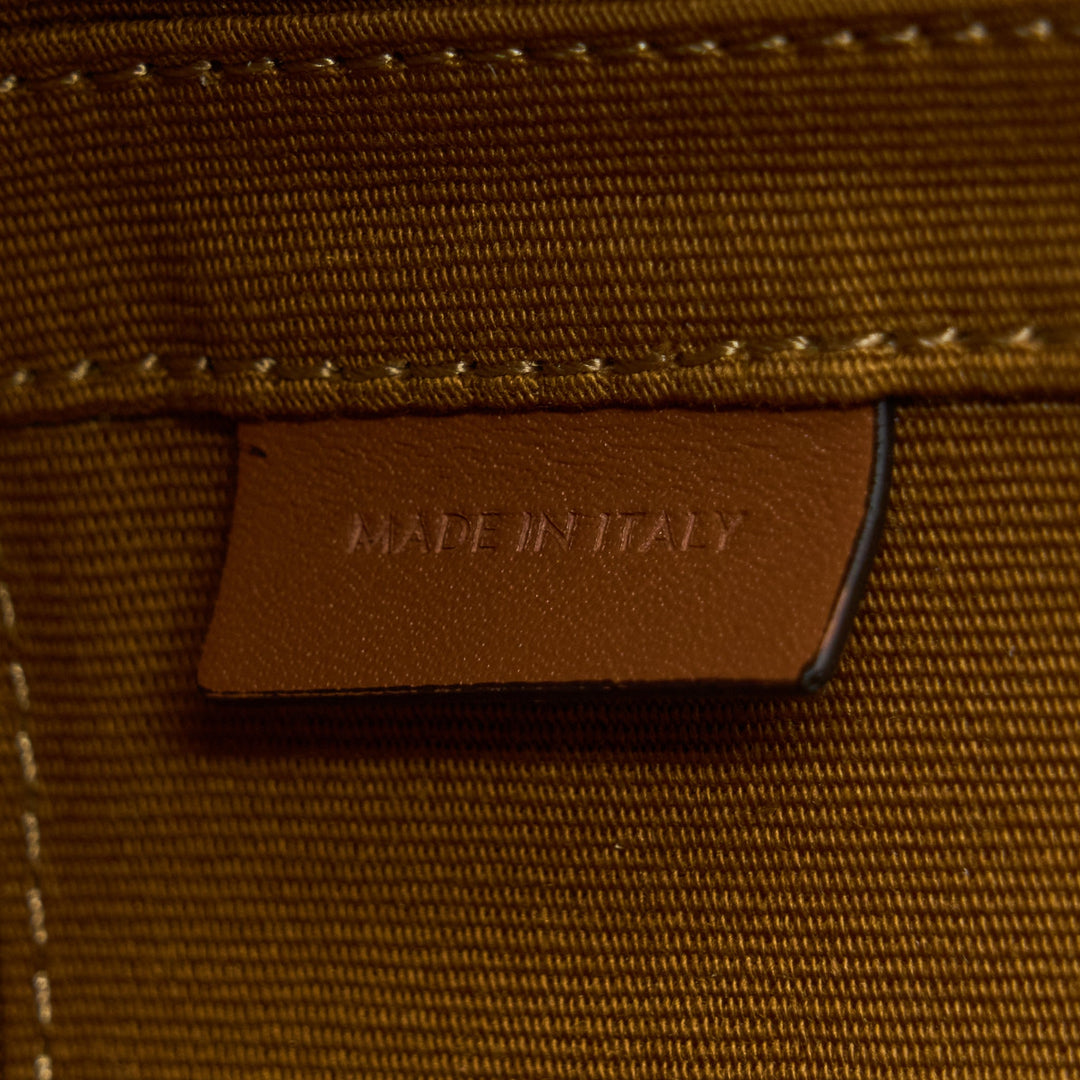 Celine Medium Tambour Bag Triomphe Canvas and Calfskin Tan