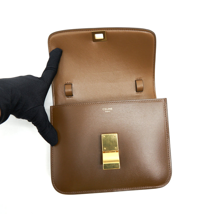 Top Quality Celine Teen Classic Box Bag Calfskin camel