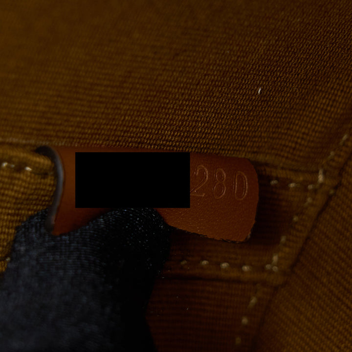 Celine Medium Tambour Bag Triomphe Canvas and Calfskin Tan